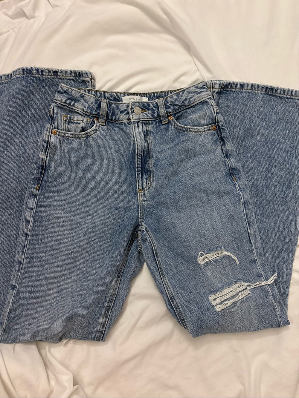 Dynamite Distressed High Waisted Flare Jeans